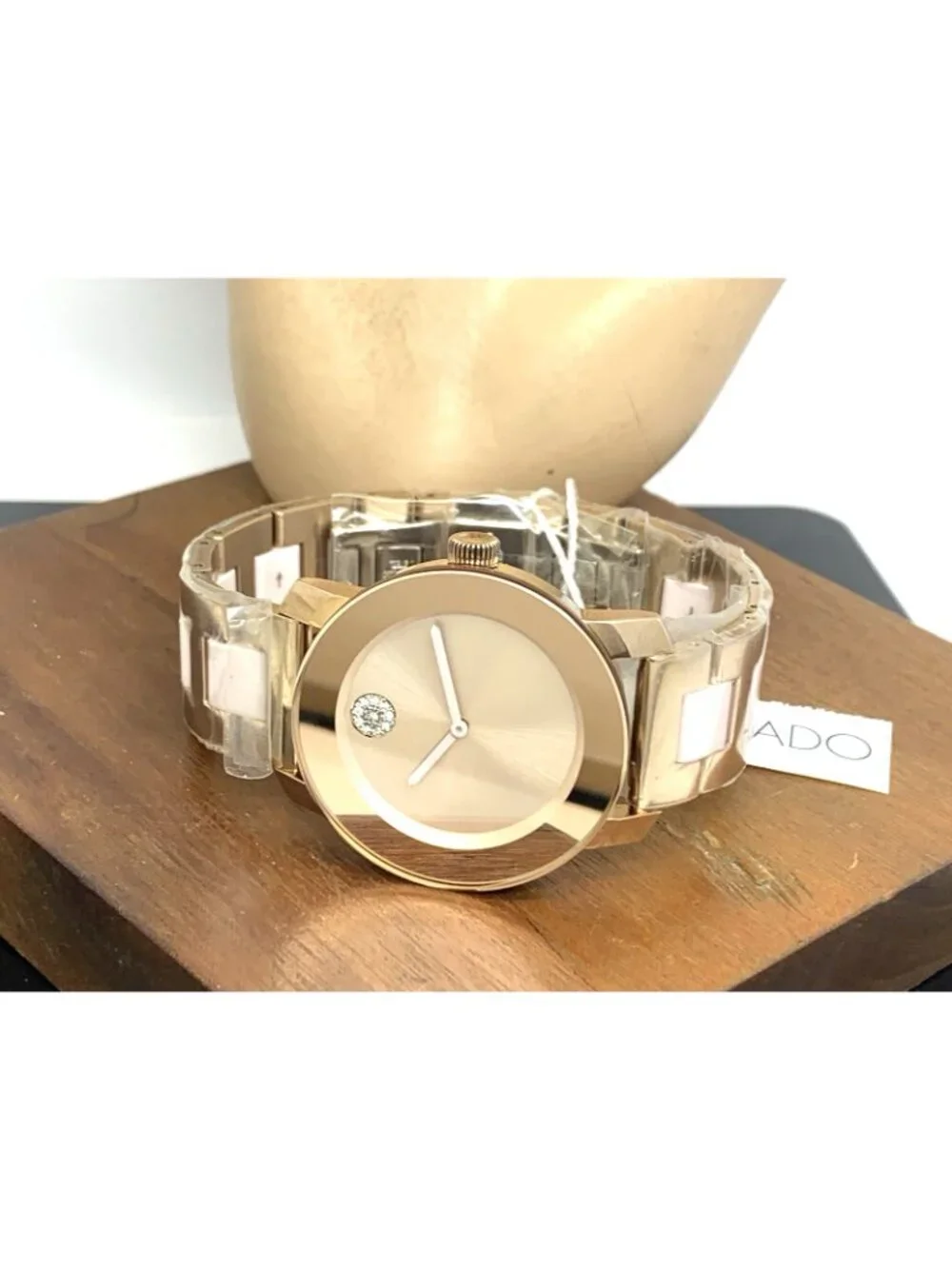 Movado Women's Watch 3600639 Bold Rose Dial Swiss Quartz Steel Ceramic Band 36mm